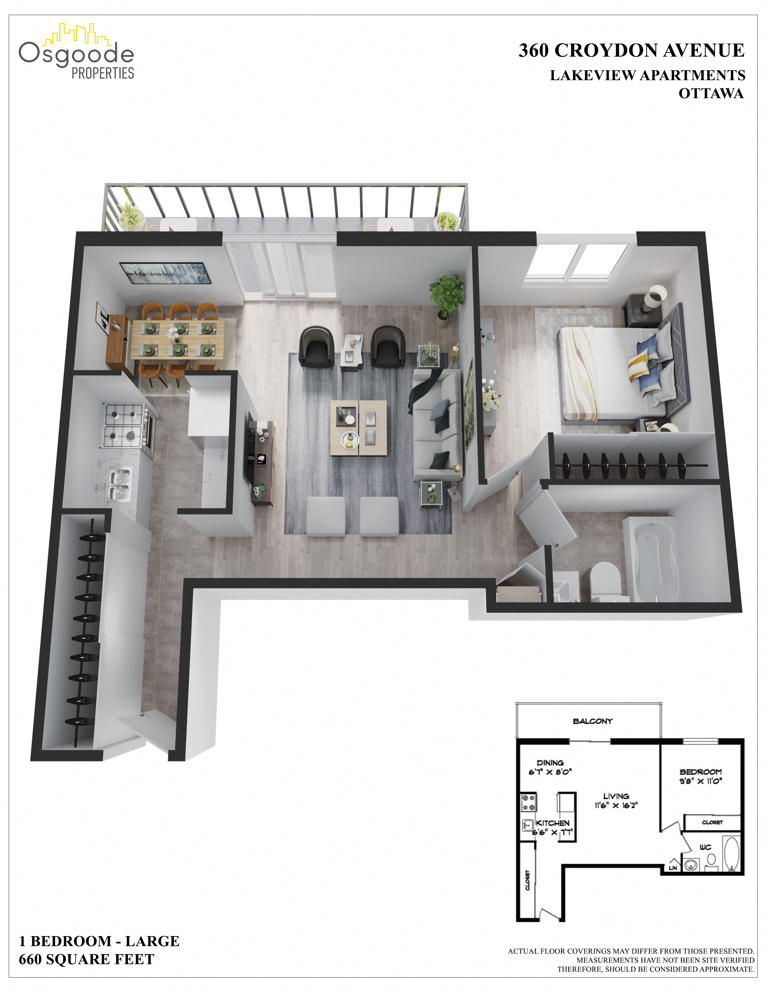 Appartement 1 Chambre a louer à Ottawa a Lakeview - Plan 01 - PagesDesLocataires – L402253
