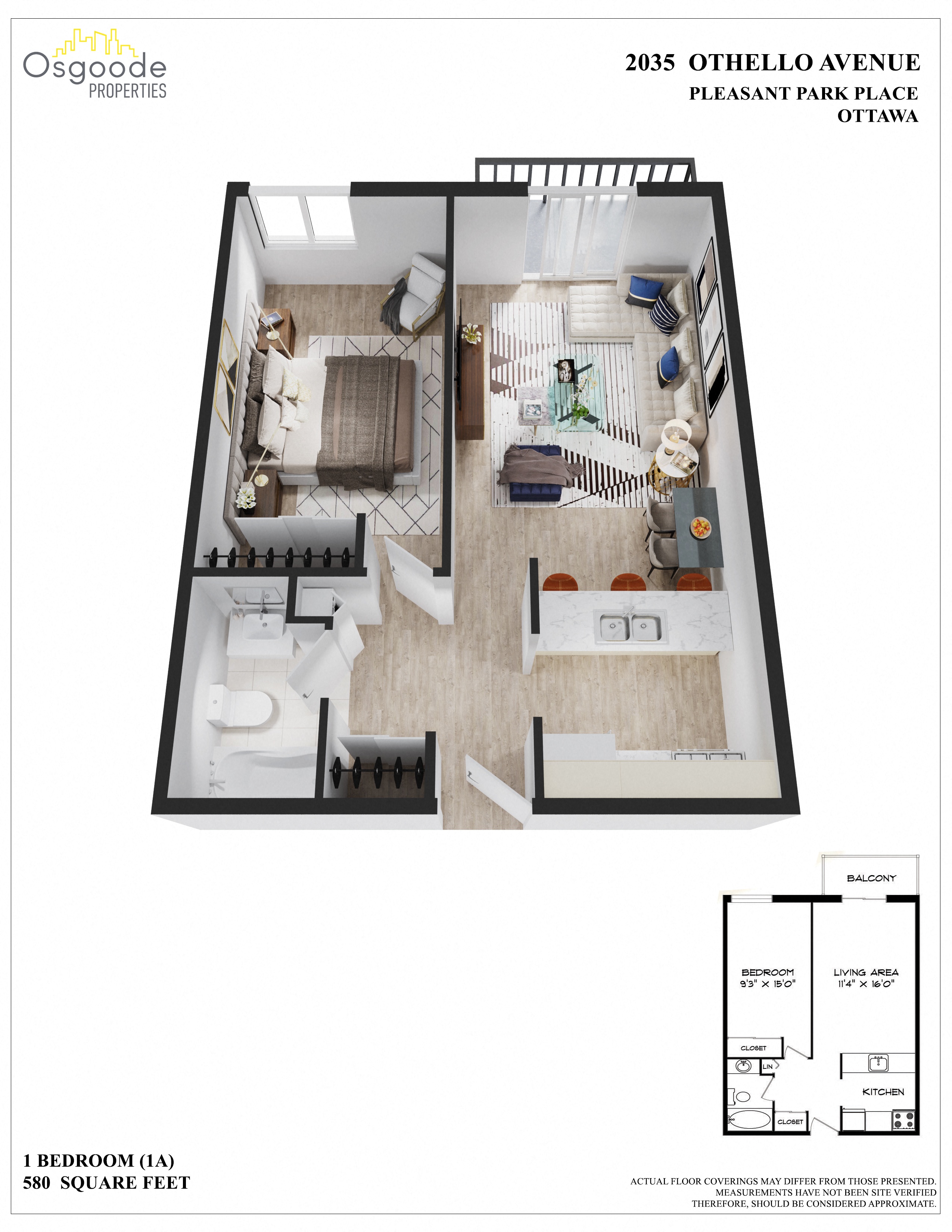 Appartement 1 Chambre a louer à Ottawa a Pleasant Park Place - Plan 01 - PagesDesLocataires – L404979