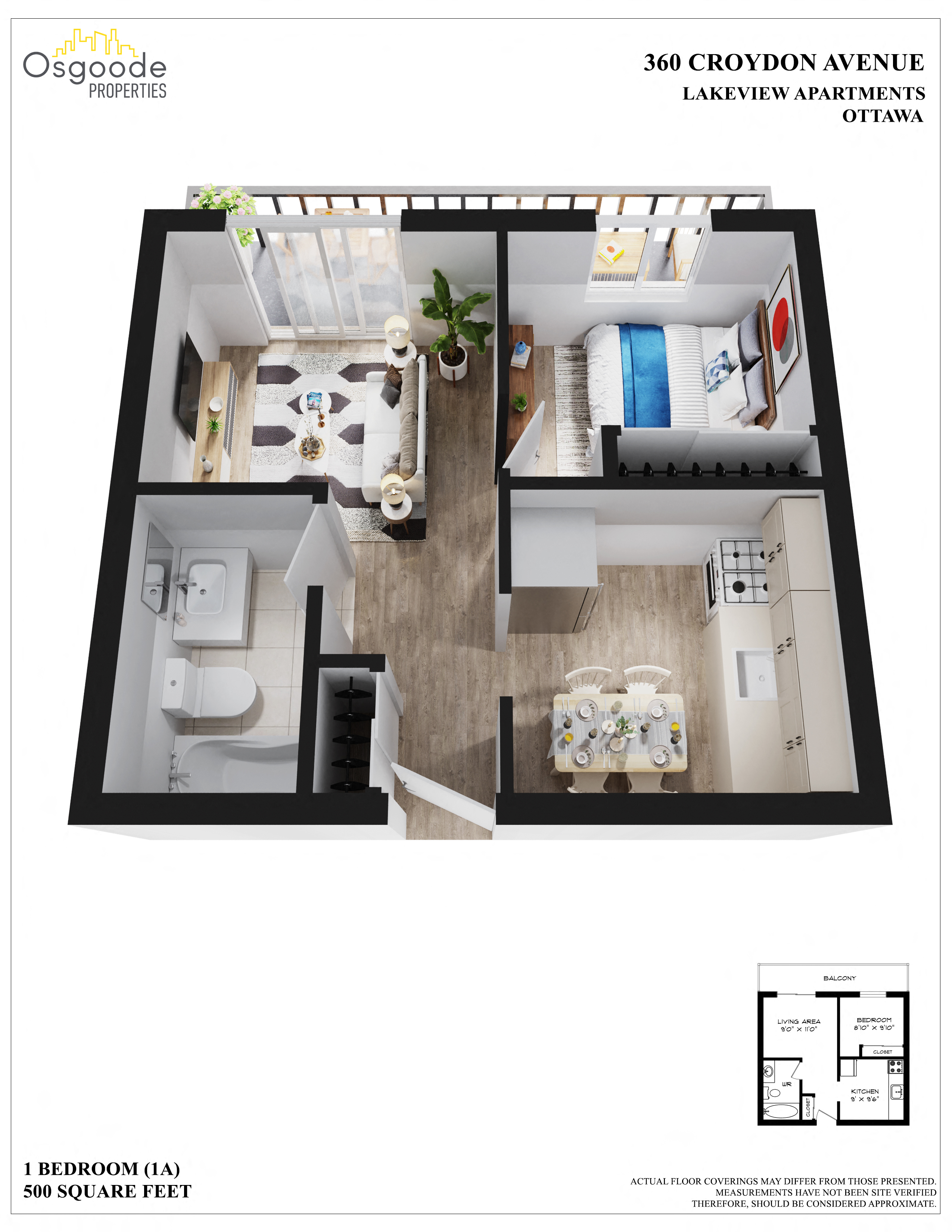 Appartement 1 Chambre a louer à Ottawa a Lakeview - Plan 01 - PagesDesLocataires – L401997
