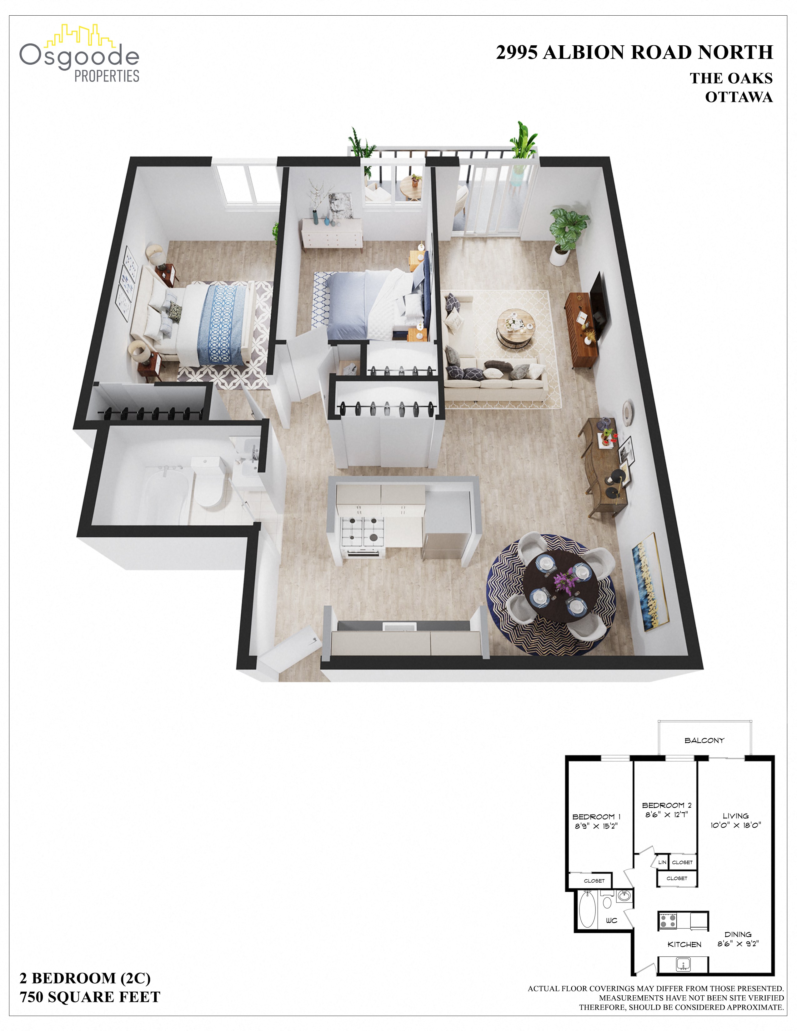 Appartement 2 Chambres a louer à Ottawa a Oaks - Plan 01 - PagesDesLocataires – L401988