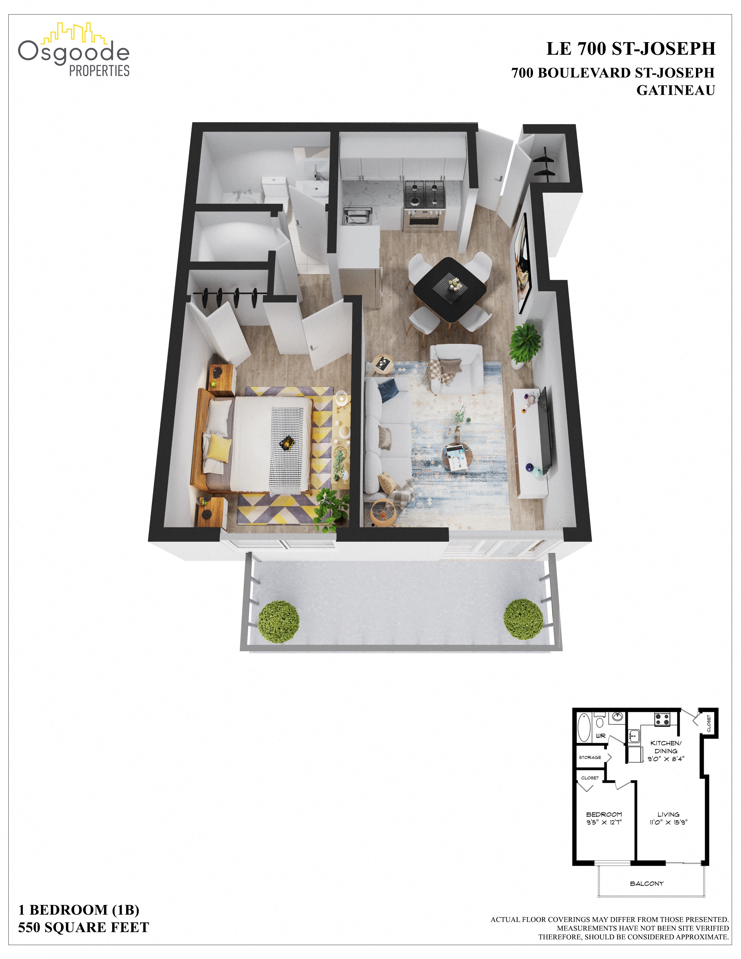 Appartement 1 Chambre a louer à Gatineau-Hull a 700 St Joseph - Plan 01 - PagesDesLocataires – L401981