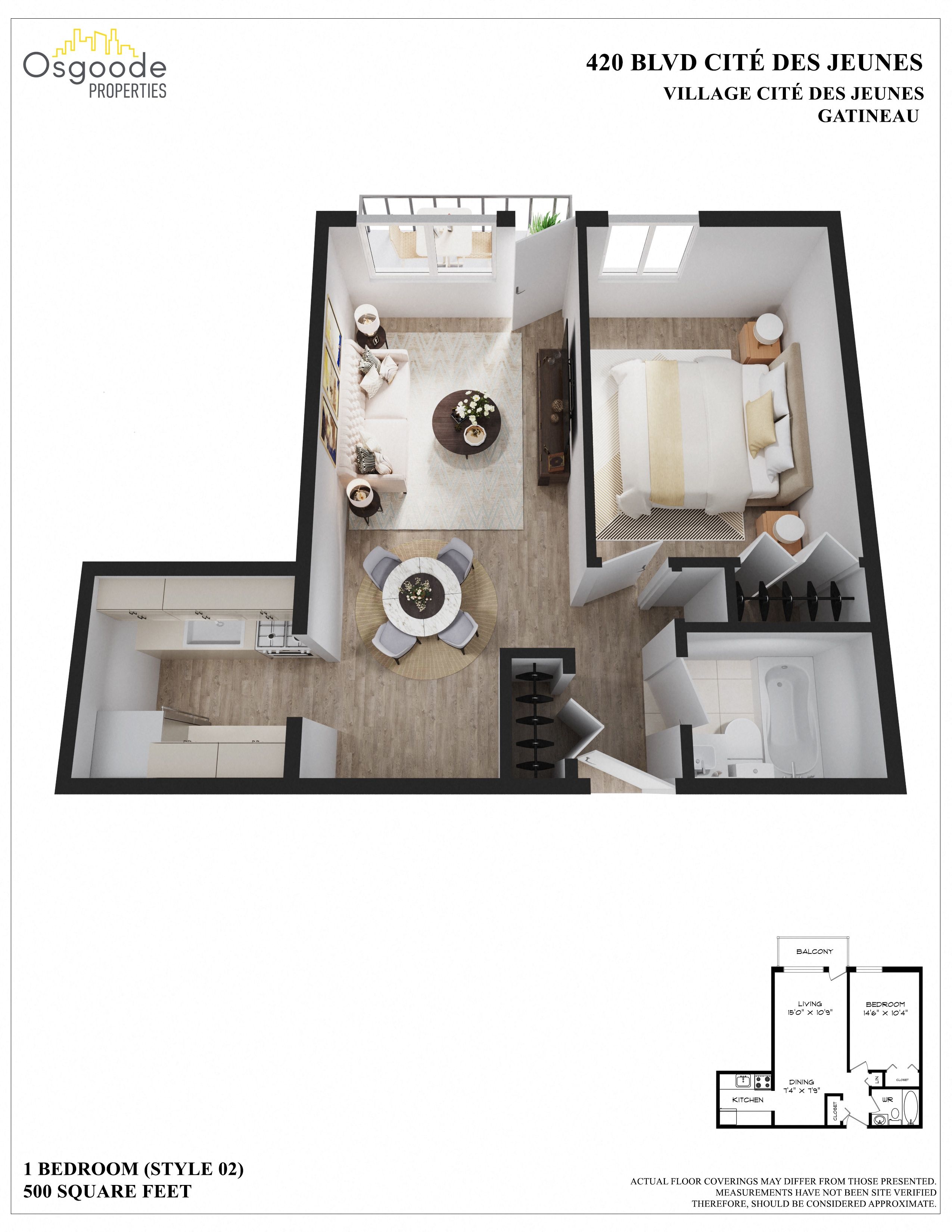 Appartement 1 Chambre a louer à Gatineau-Hull a Village Cite Des Jeunes - Plan 01 - PagesDesLocataires – L403340